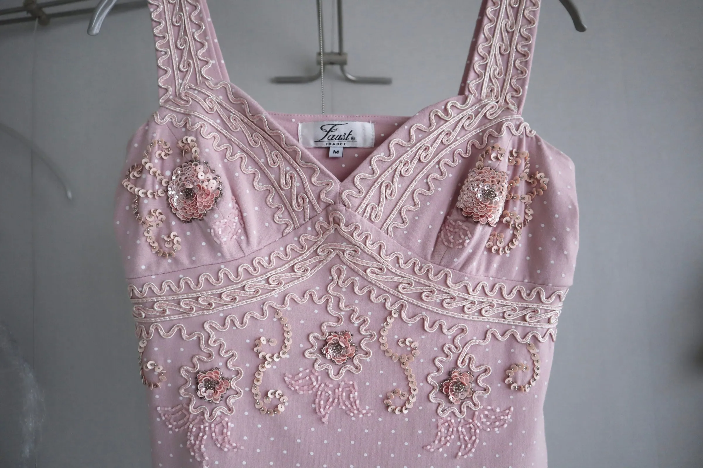 ୨୧ milky pink beads embroidery camisole ୨୧