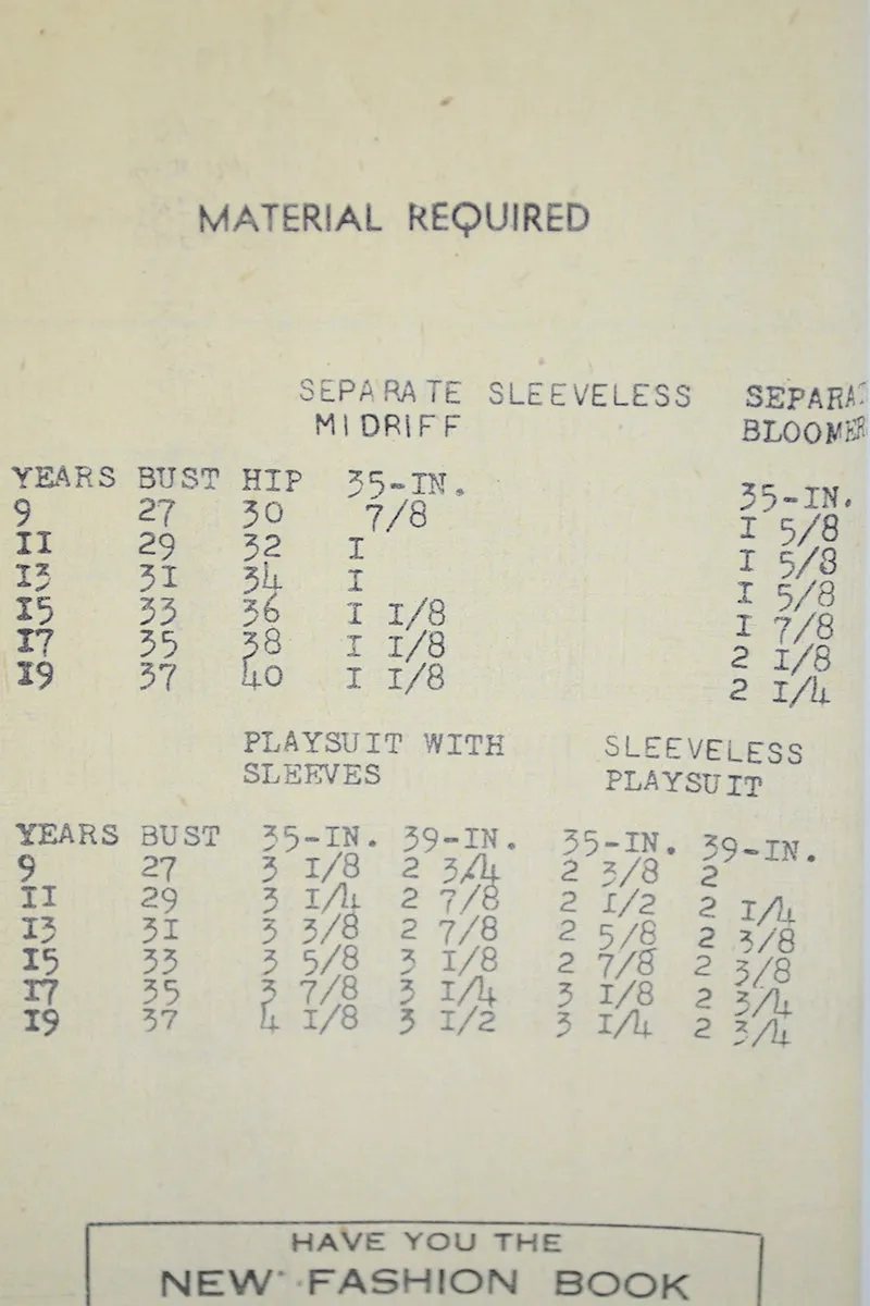 1940s Chicago Tribune Mail Order Vintage Pattern for Bloomers Playsuit