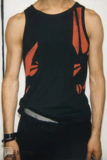 2003 Deconstructed Abstract Patchwork T-Shirt with Leg Straps