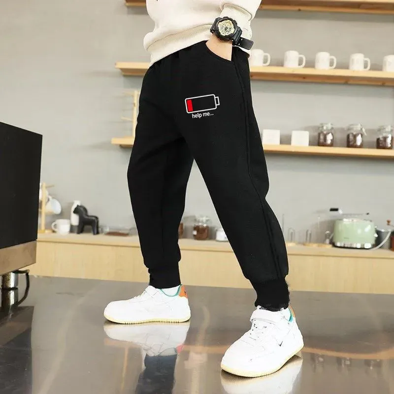 2023 Letter Printed Sweatpants for Kids Fashion Loose Long Pants Jogger Trousers Boys Casual Fitness Pants Autumn Winter Clothes