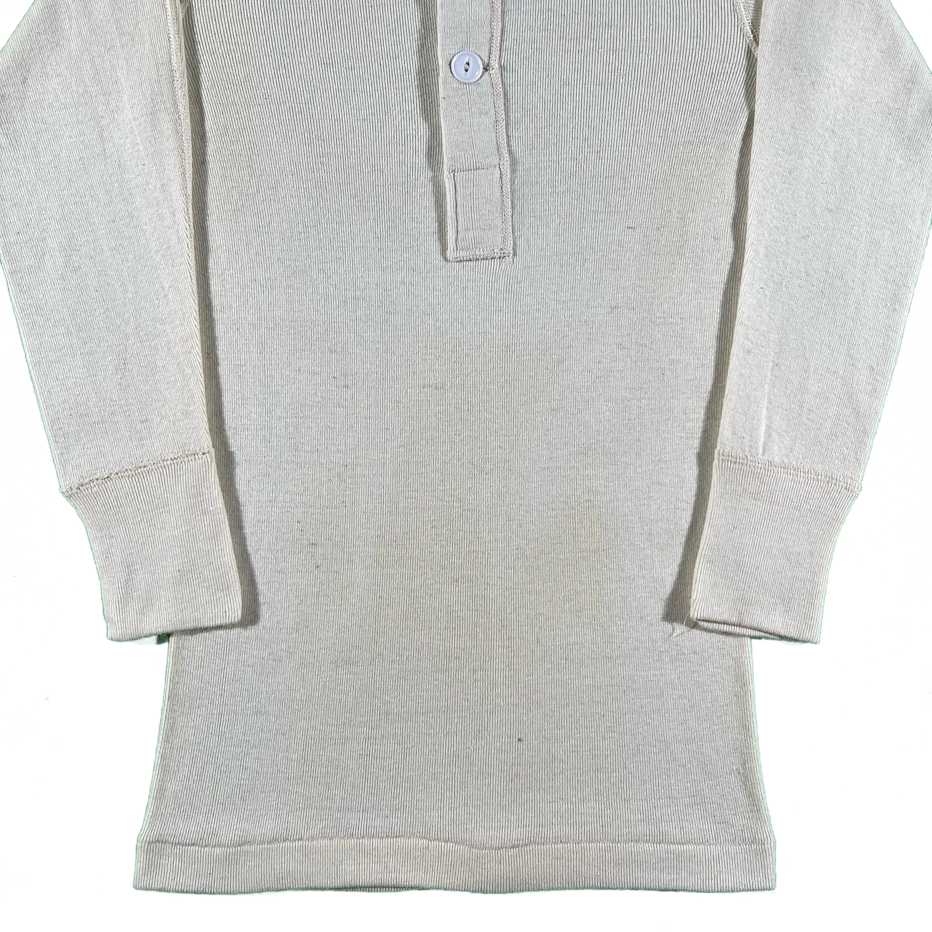 80s Cream Military Henley Thermal- XS