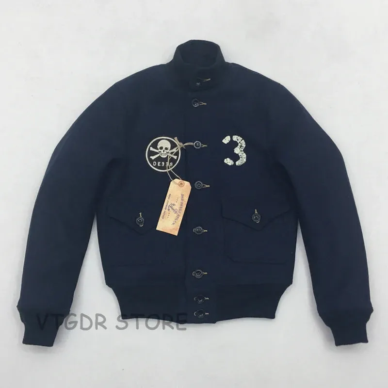 A-1 Woolen Flight Jacket Military Coat with USCG Back Paint