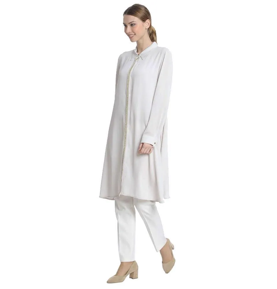 Abaci Modest Sequined Tunic 13190 Creme