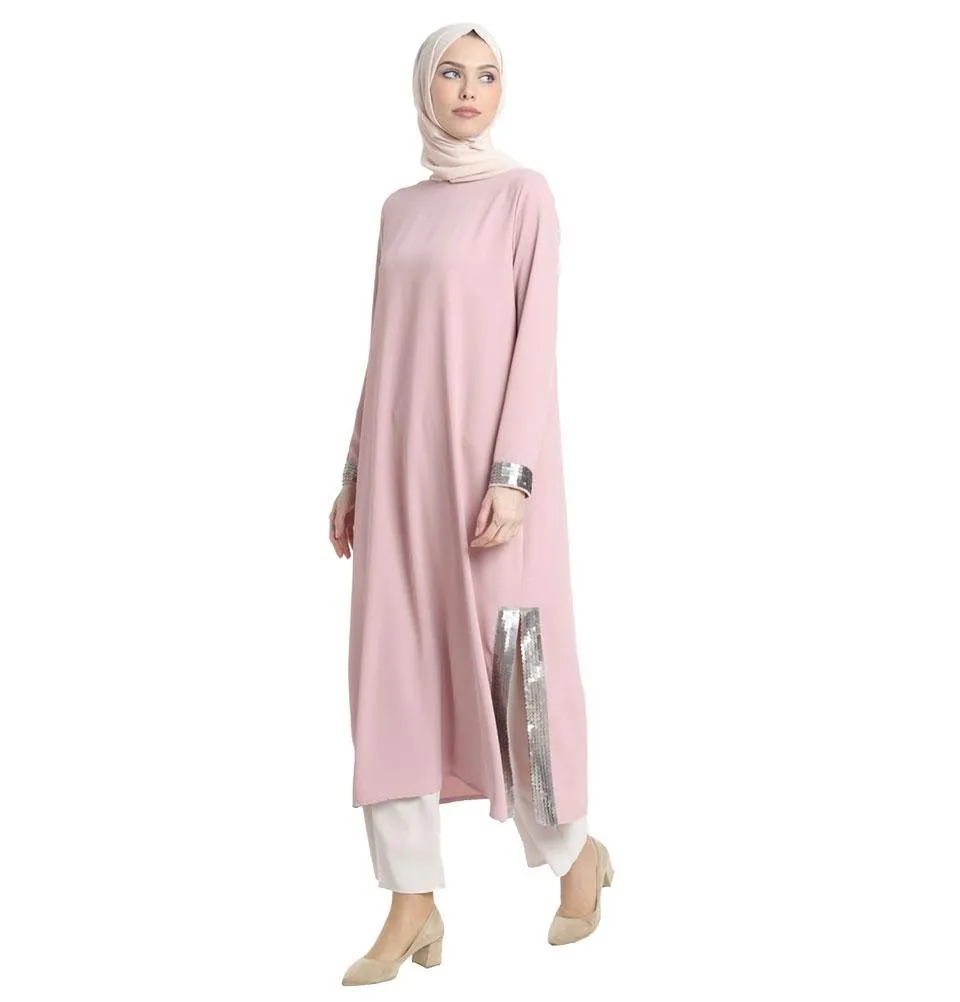 Abaci Modest Sequined Tunic 13191 Pink