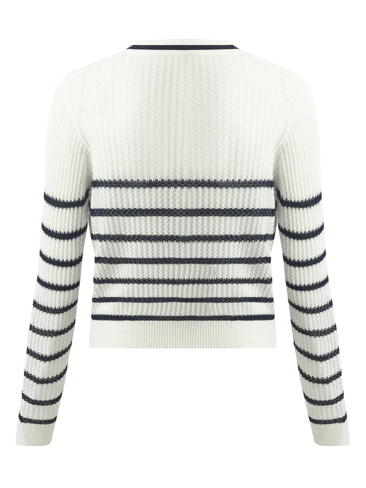 Acetate Striped Women Cardigan