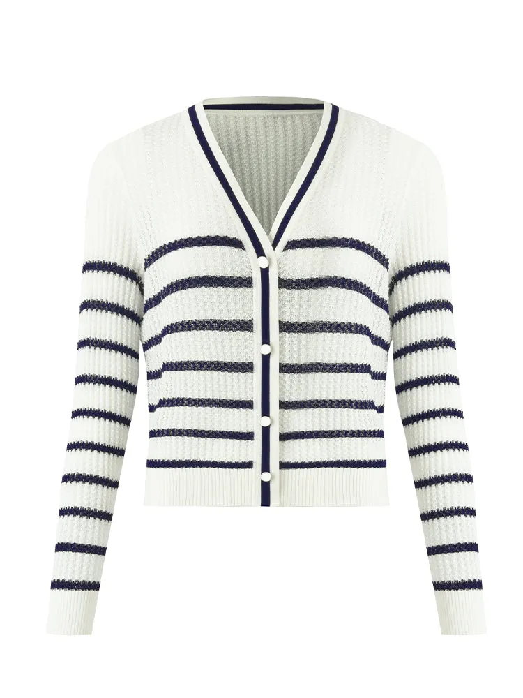 Acetate Striped Women Cardigan