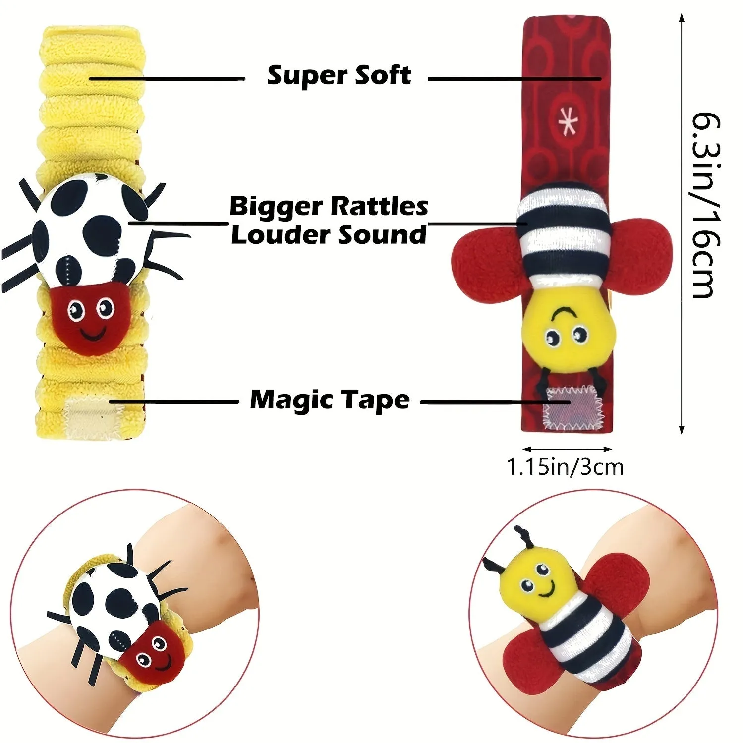 Adorable Baby Wrist Rattles and Sock Toys Set