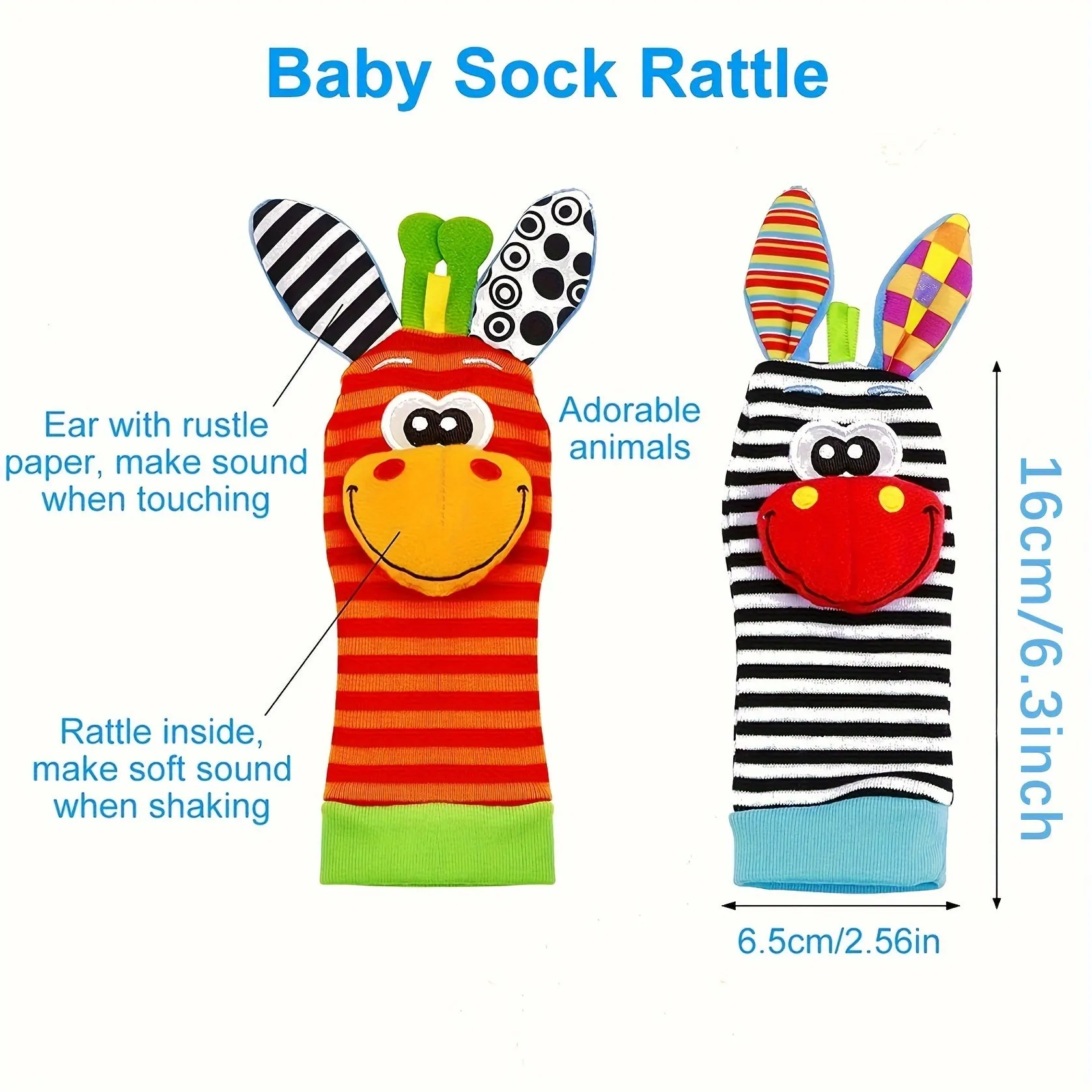 Adorable Baby Wrist Rattles and Sock Toys Set