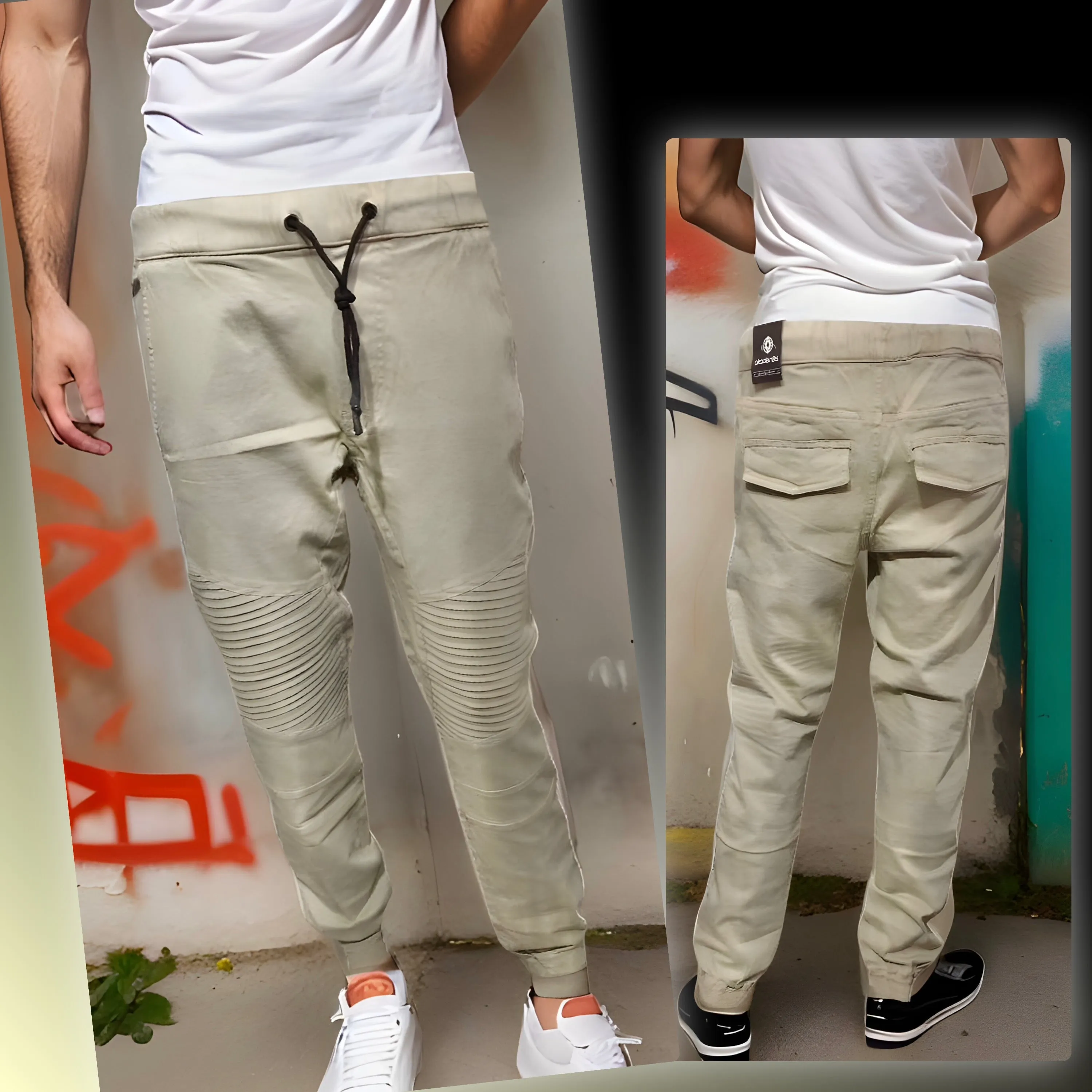 ^AKADEMIKS^ (QUICKSAND) RIBBED JOGGER STYLE PANTS (MEDIUM)