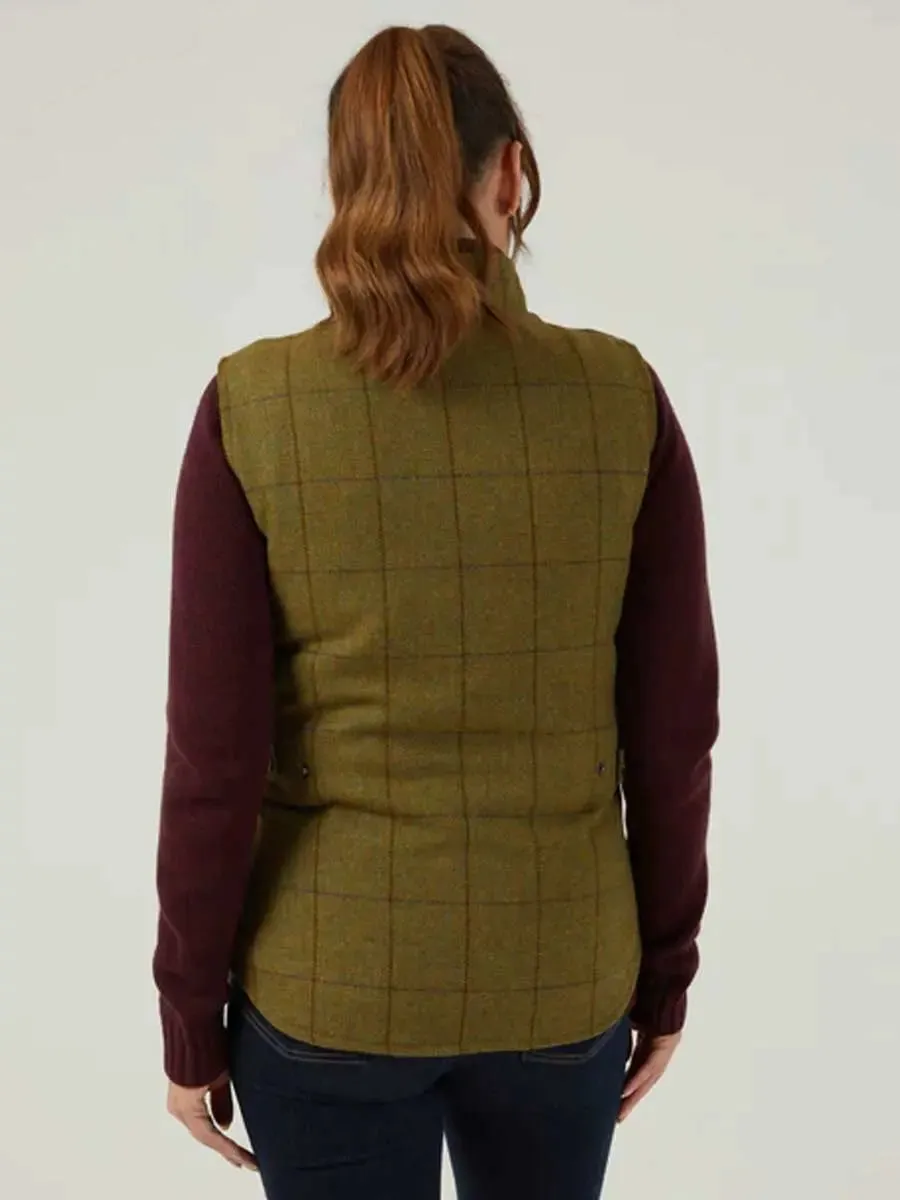 ALAN PAINE Rutland Shooting Waistcoat - Ladies Waterproof Tweed - Lichen