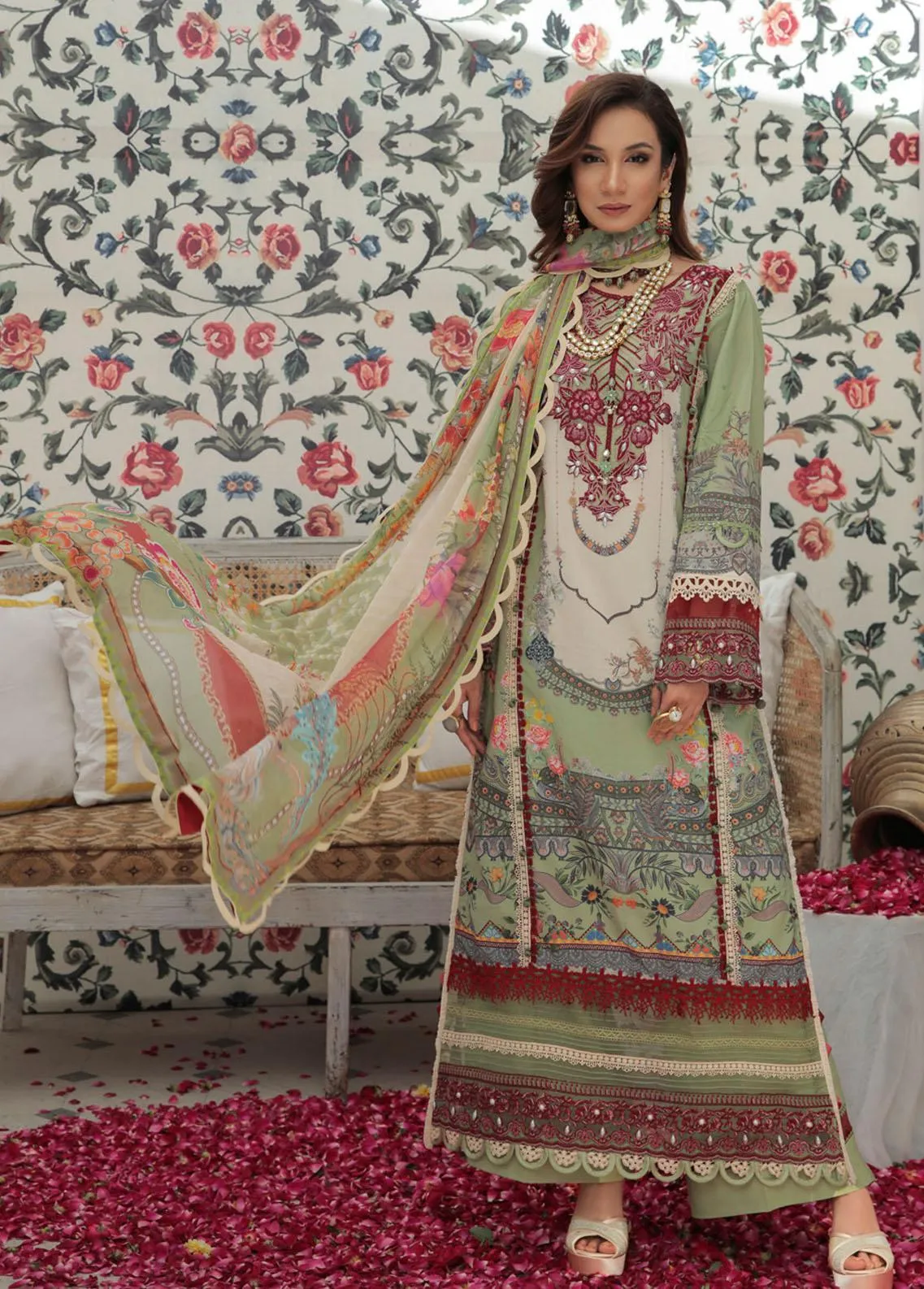 Alif By AJR Couture Embroidered Lawn Unstitched 3 Piece Suit - 05