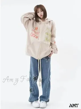 Amy Fashion - High Street Trendy Slimming Micro Flared Yellow Mud Color Street Zippered Straight Leg Jean