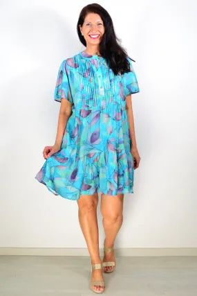 Aqua Green Print Ladies Tunic Dress