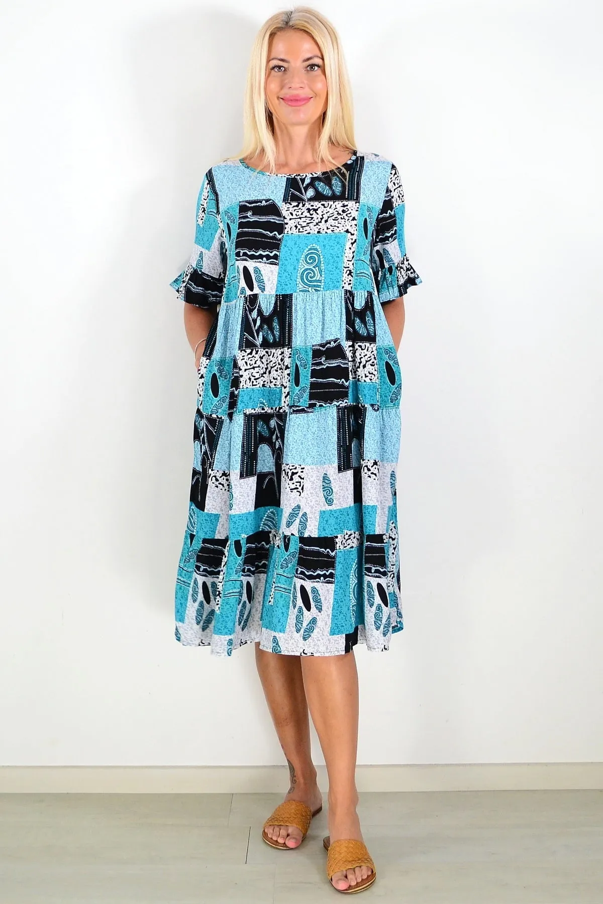 Aqua Squares Tunic Dress