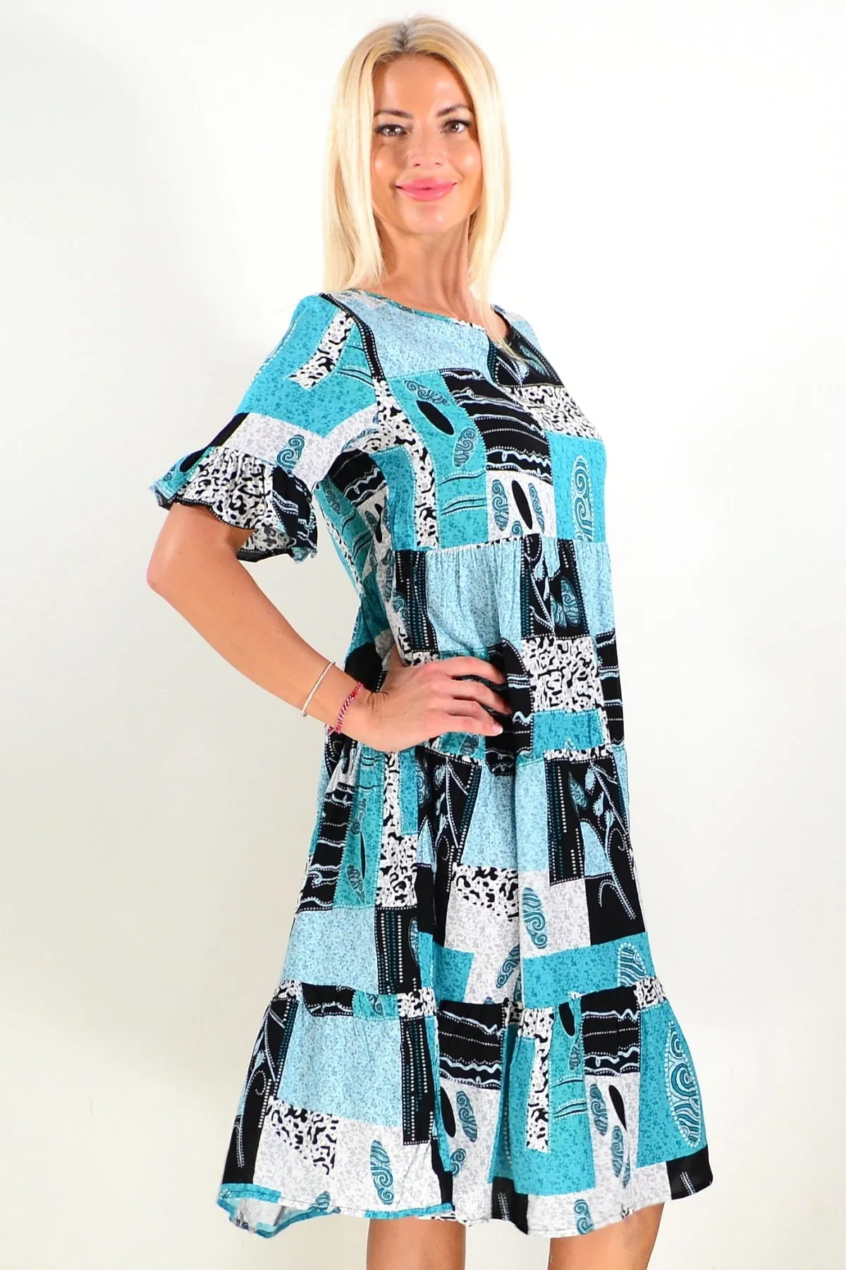 Aqua Squares Tunic Dress