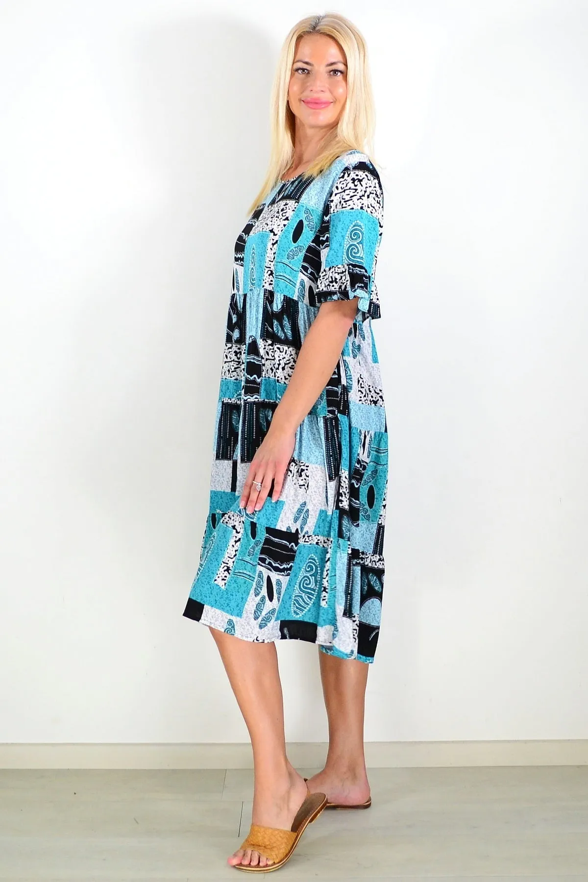 Aqua Squares Tunic Dress