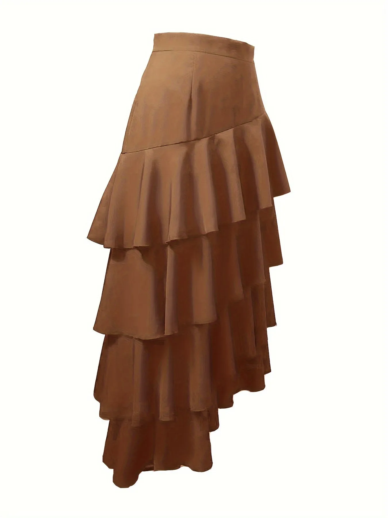 Asymmetrical Ruffle Skirt Chic FallWinter High Waist Style