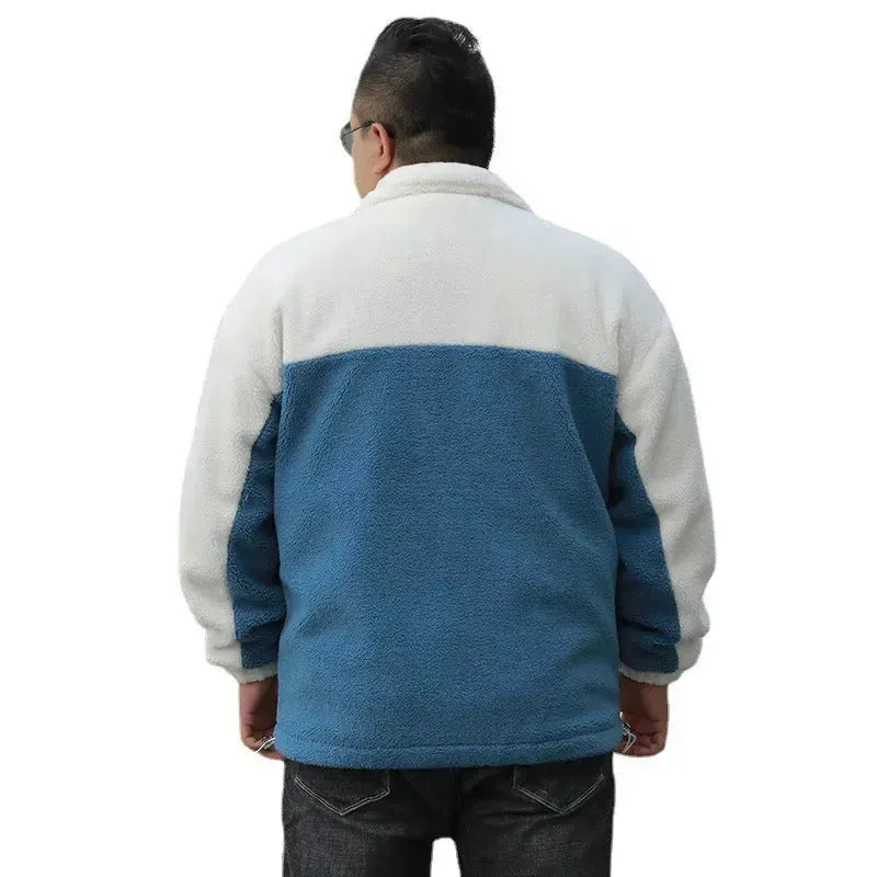 Autumn Winter wool Fleece-lined Thickening Zip up Cardigan Coat for men