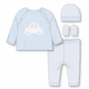 Baby Boy Knitted 4 Piece Gift Set 'Car'