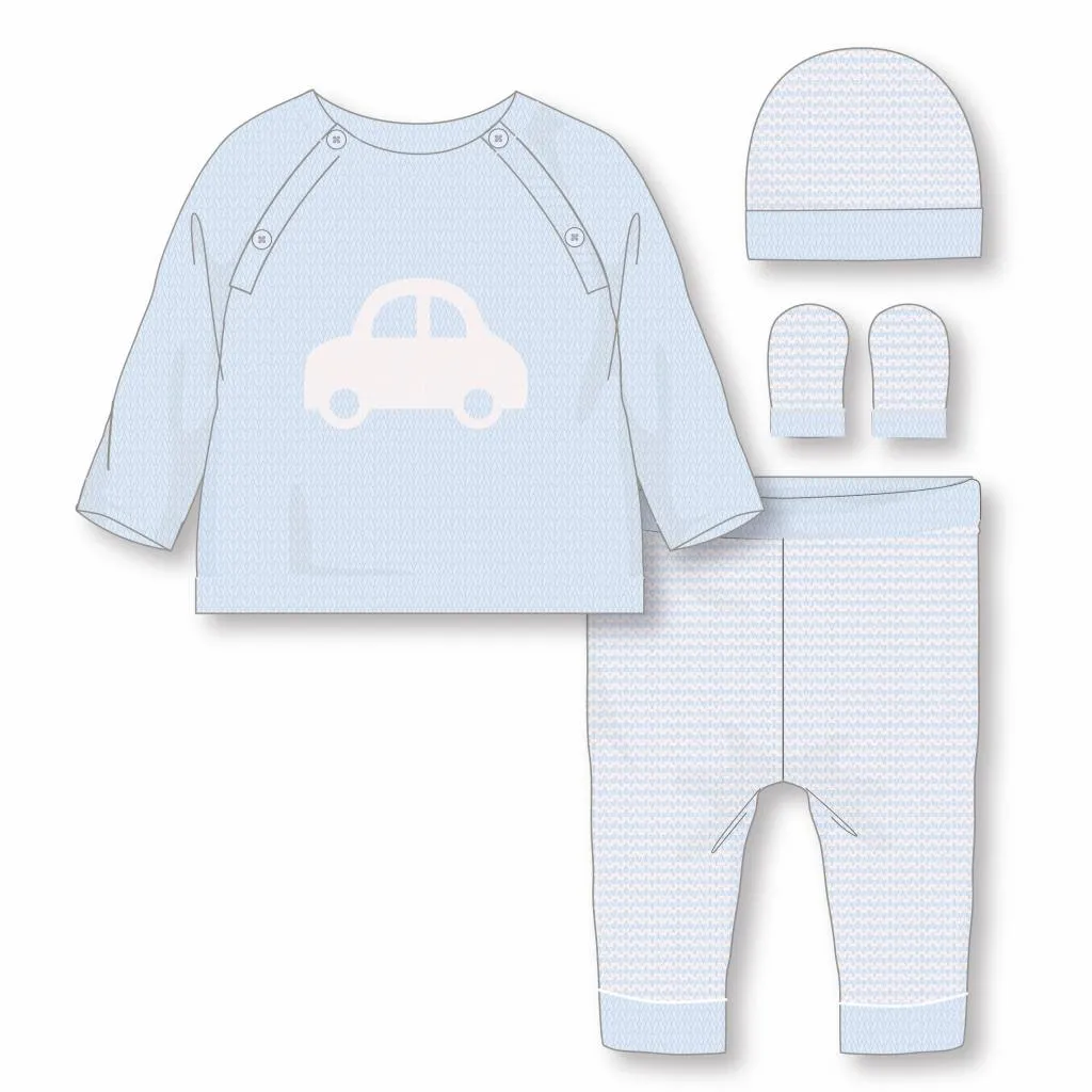 Baby Boy Knitted 4 Piece Gift Set 'Car'