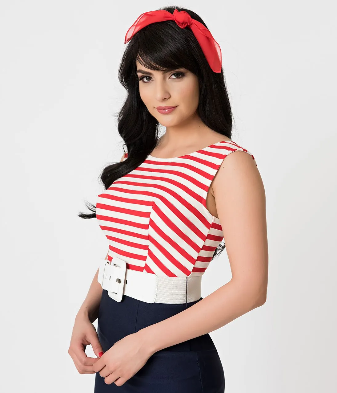 Barbie x Unique Vintage Cruise Stripes Nautical Pencil Dress