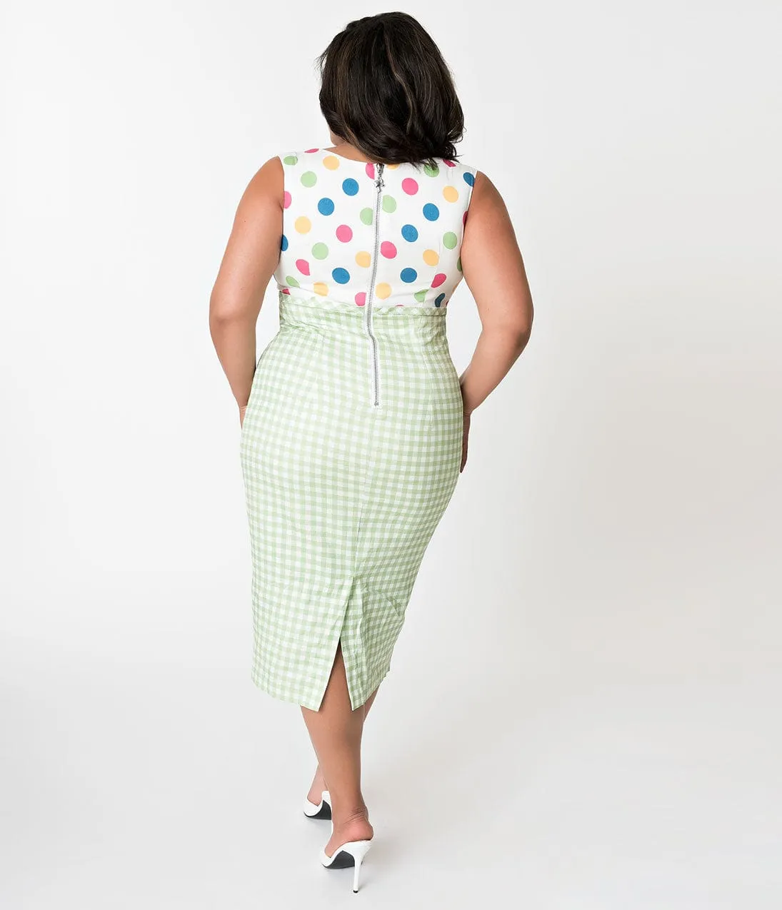 Barbie x Unique Vintage Plus Size 1960s Lunch On The Terrace Pencil Dress