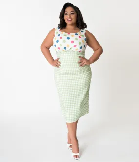 Barbie x Unique Vintage Plus Size 1960s Lunch On The Terrace Pencil Dress