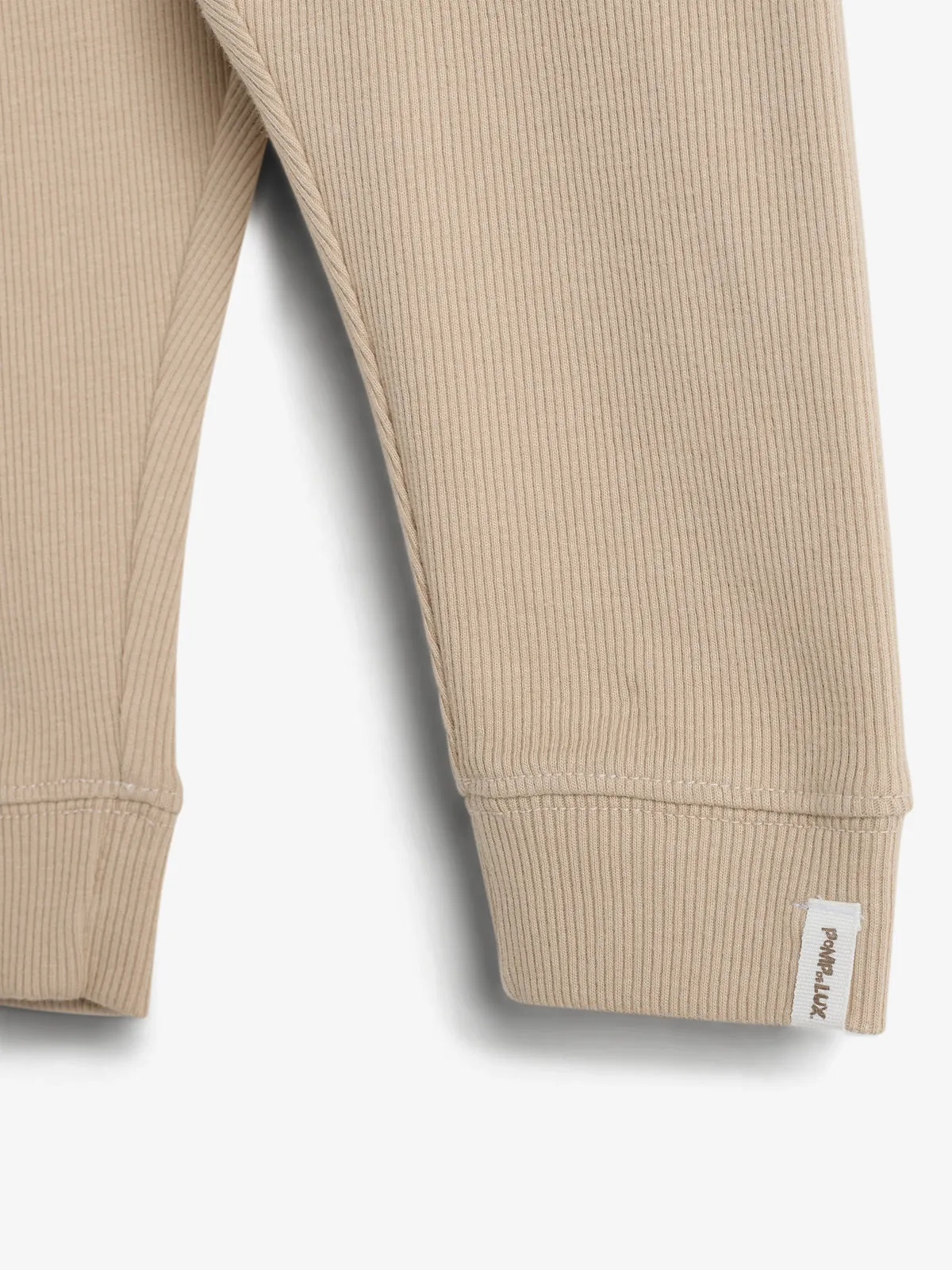 Basic Rib Trousers - Kids - Beige