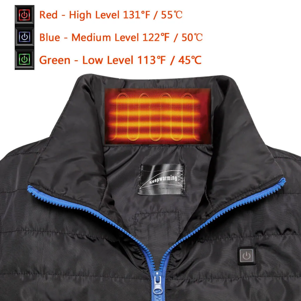 Battery Heated Vest For Men | Adjustable Size 6 Heating Zones | Keepwarming