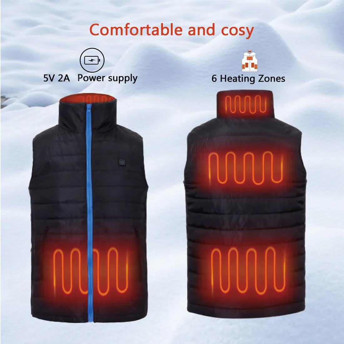 Battery Heated Vest For Men | Adjustable Size 6 Heating Zones | Keepwarming