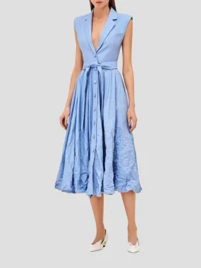 Beau Sleeveless Belted Midi Dress in Blue