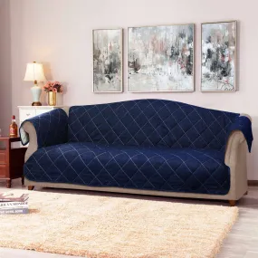 Bed Rock Blue Quilted Sofa Cover Set