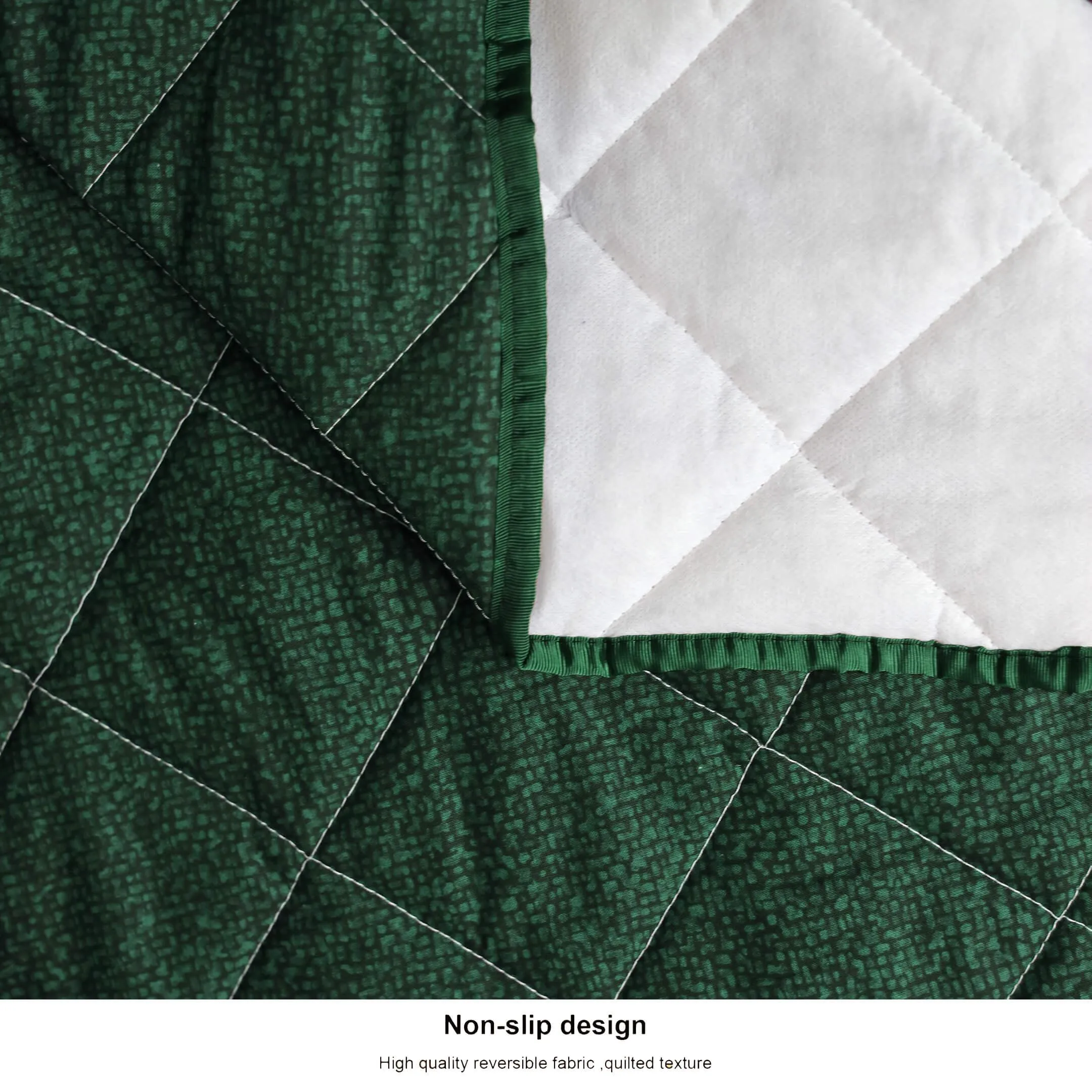 Bed Rock Green Quilted Sofa Cover Set