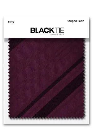 Berry Striped Satin Fabric Swatch