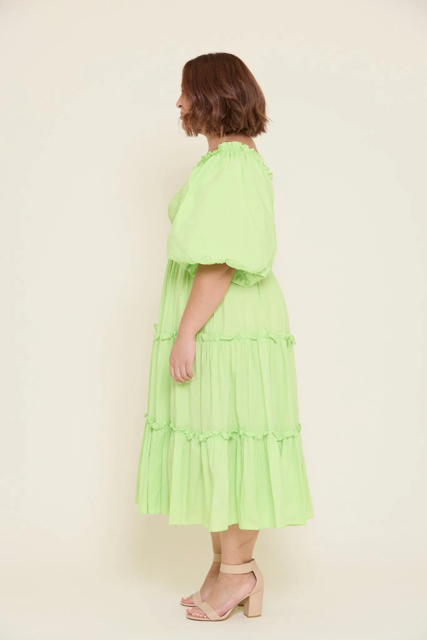 Billow Sleeve Midi Dress - Size 14