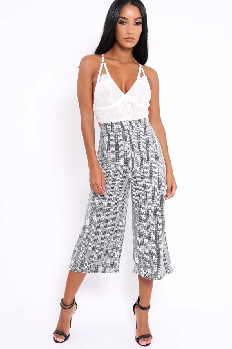 Black and White Striped Culottes - Ivonna