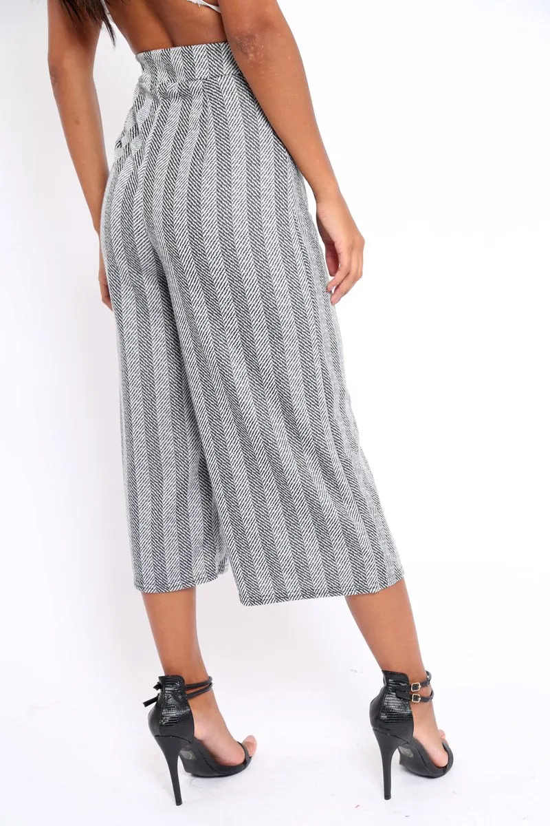 Black and White Striped Culottes - Ivonna