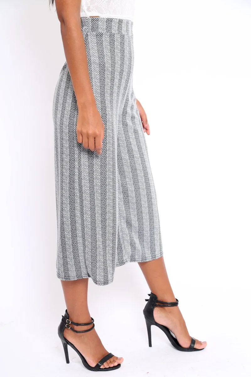 Black and White Striped Culottes - Ivonna