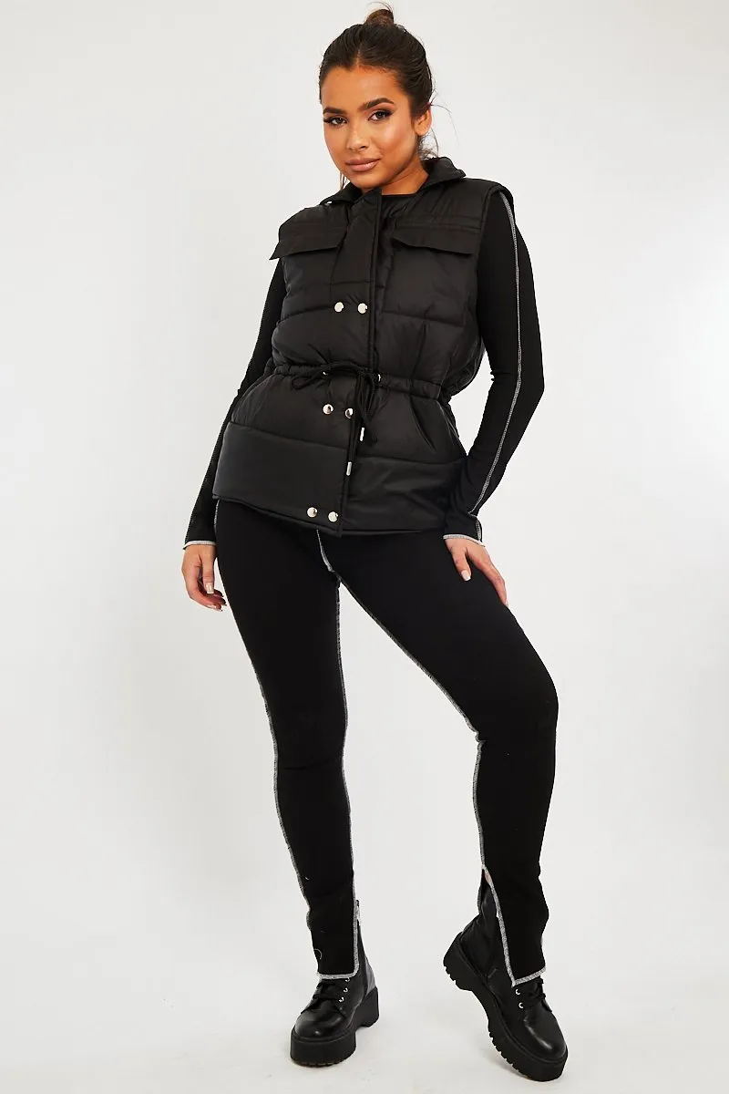 Black Front Pocket Padded Gilet - Carleigh