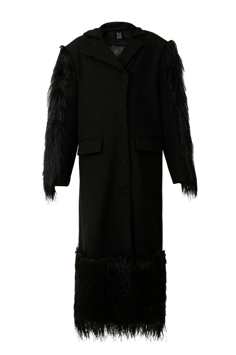 BLACK FURRY LONG COAT