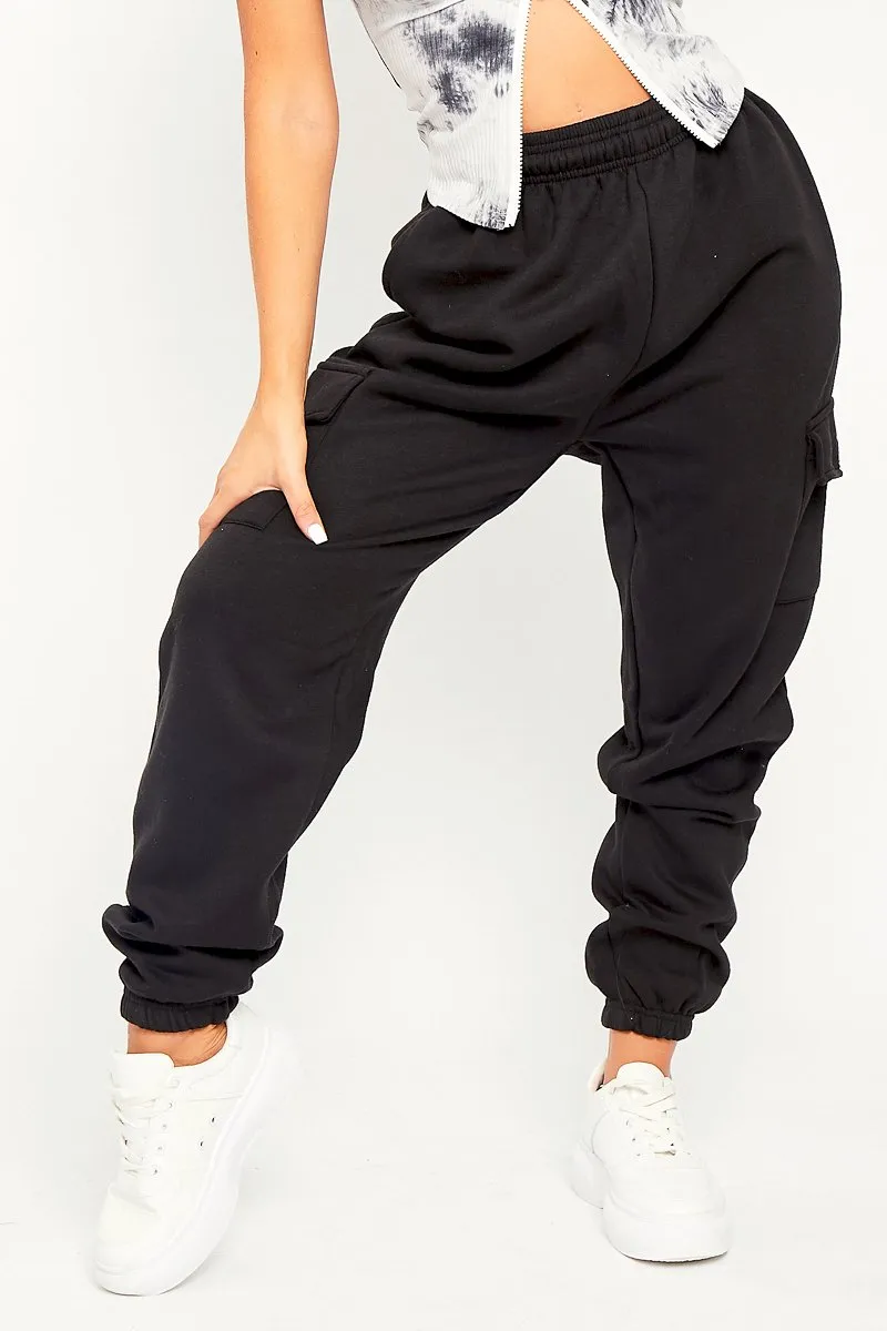 Black Side Cargo Pocket Joggers - Chantel