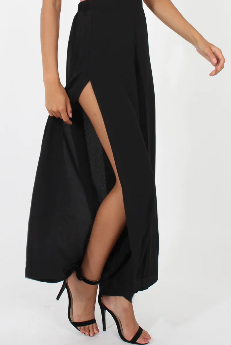 Black Side Split Culottes - Aubrey