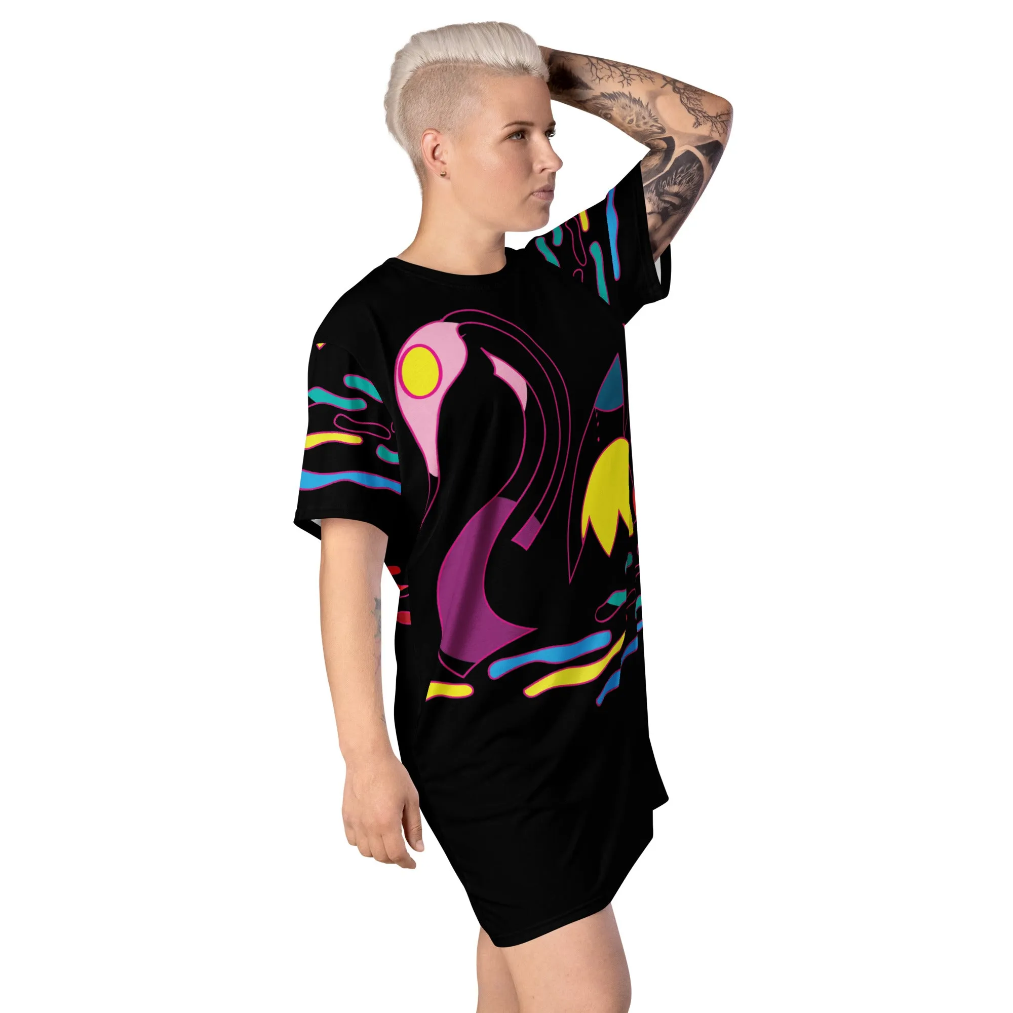 Black Swan T-Shirt dress | Graphic Print T-shirt Dress | Elevate Your Wardrobe with Art