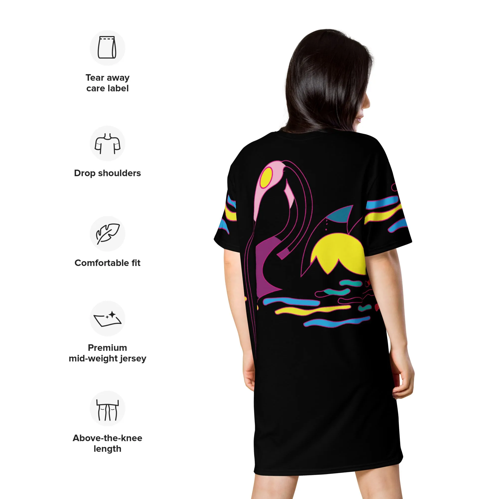 Black Swan T-Shirt dress | Graphic Print T-shirt Dress | Elevate Your Wardrobe with Art