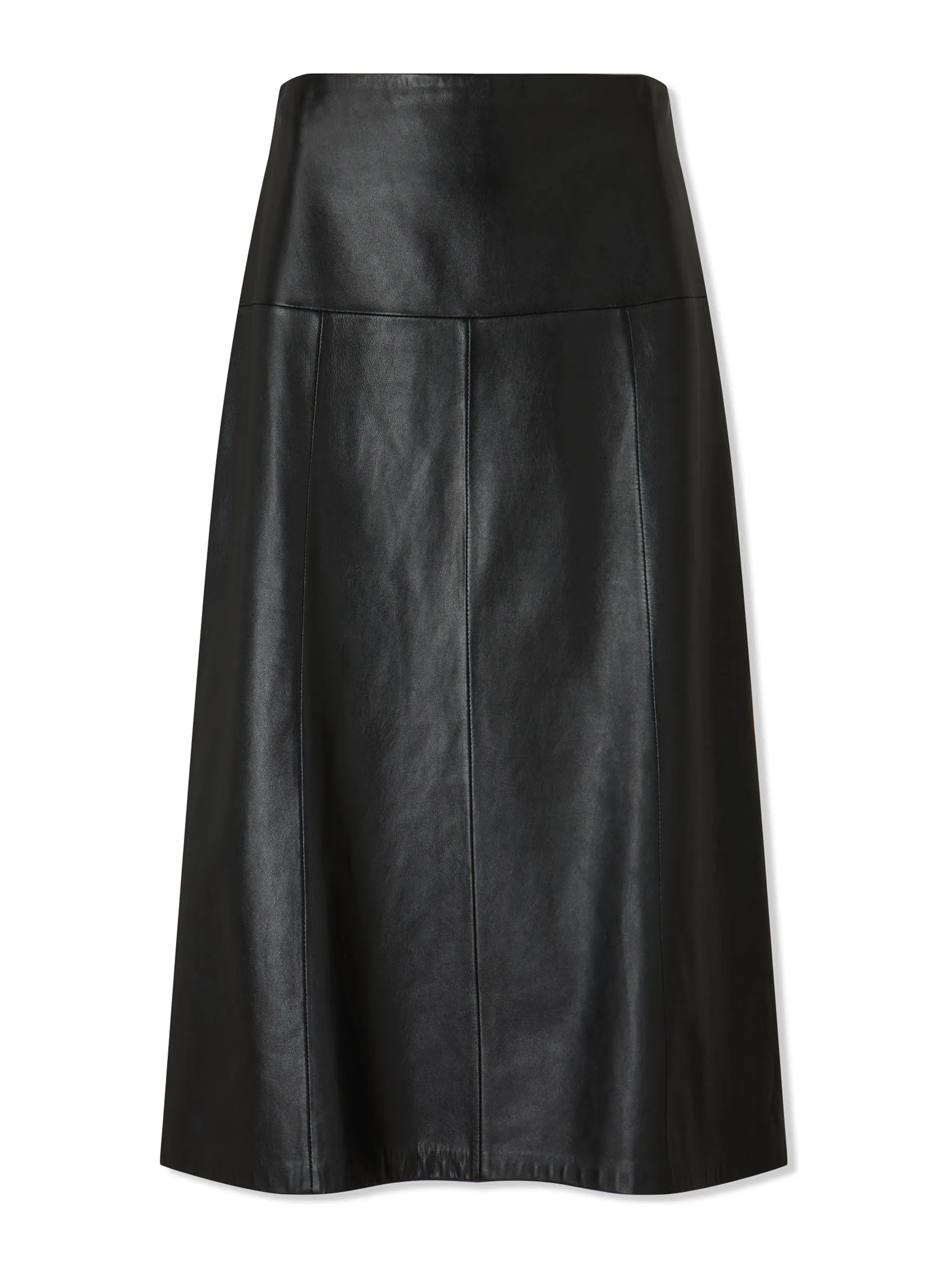 Black Tiana leather panelled midi skirt