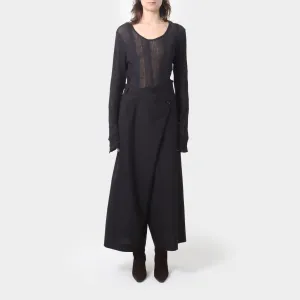 Blk Junya Watanabe Comme des Garçons wool/poly wrap culottes, S