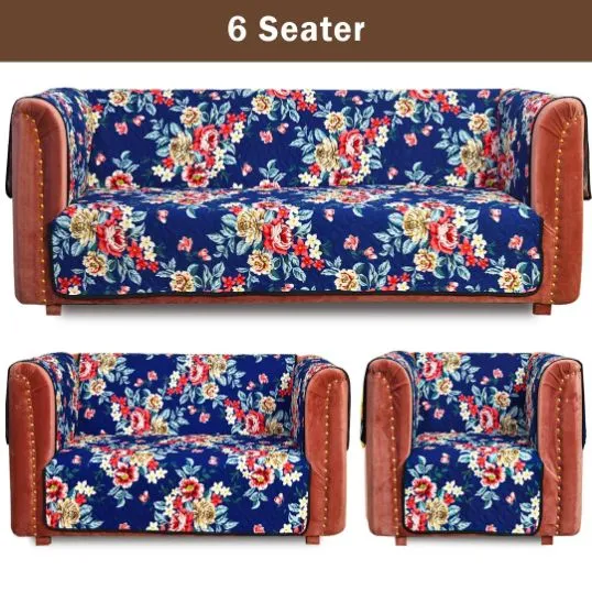 Blooming Flowers Quilted Sofa Cover Set