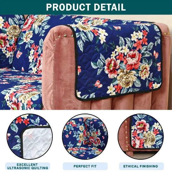 Blooming Flowers Quilted Sofa Cover Set