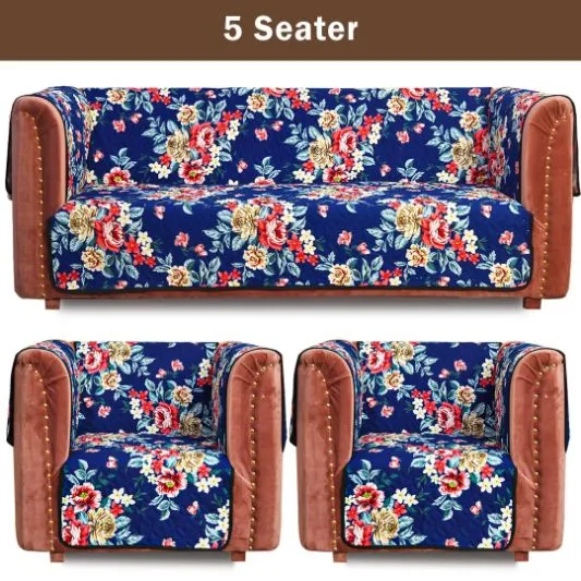 Blooming Flowers Quilted Sofa Cover Set