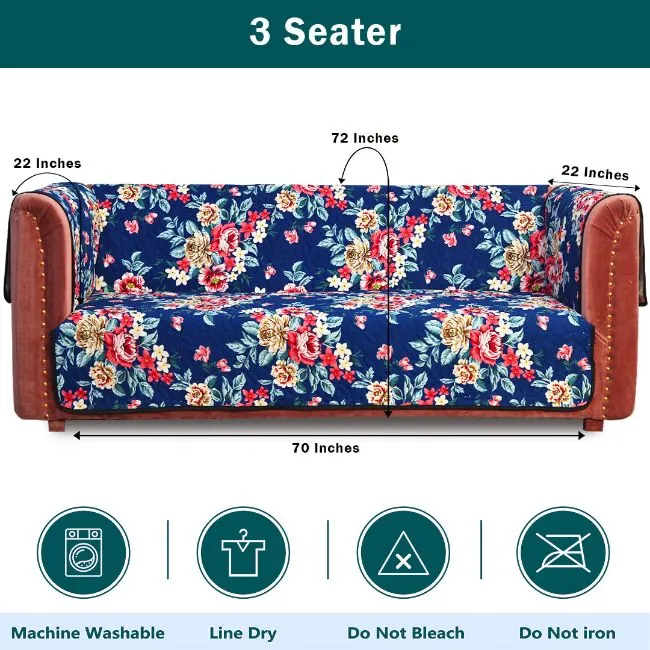 Blooming Flowers Quilted Sofa Cover Set